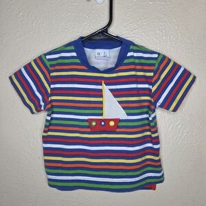 Florence Eiseman Sailboat Boy Tshirt Vintage Striped 24 Months Primary Colors